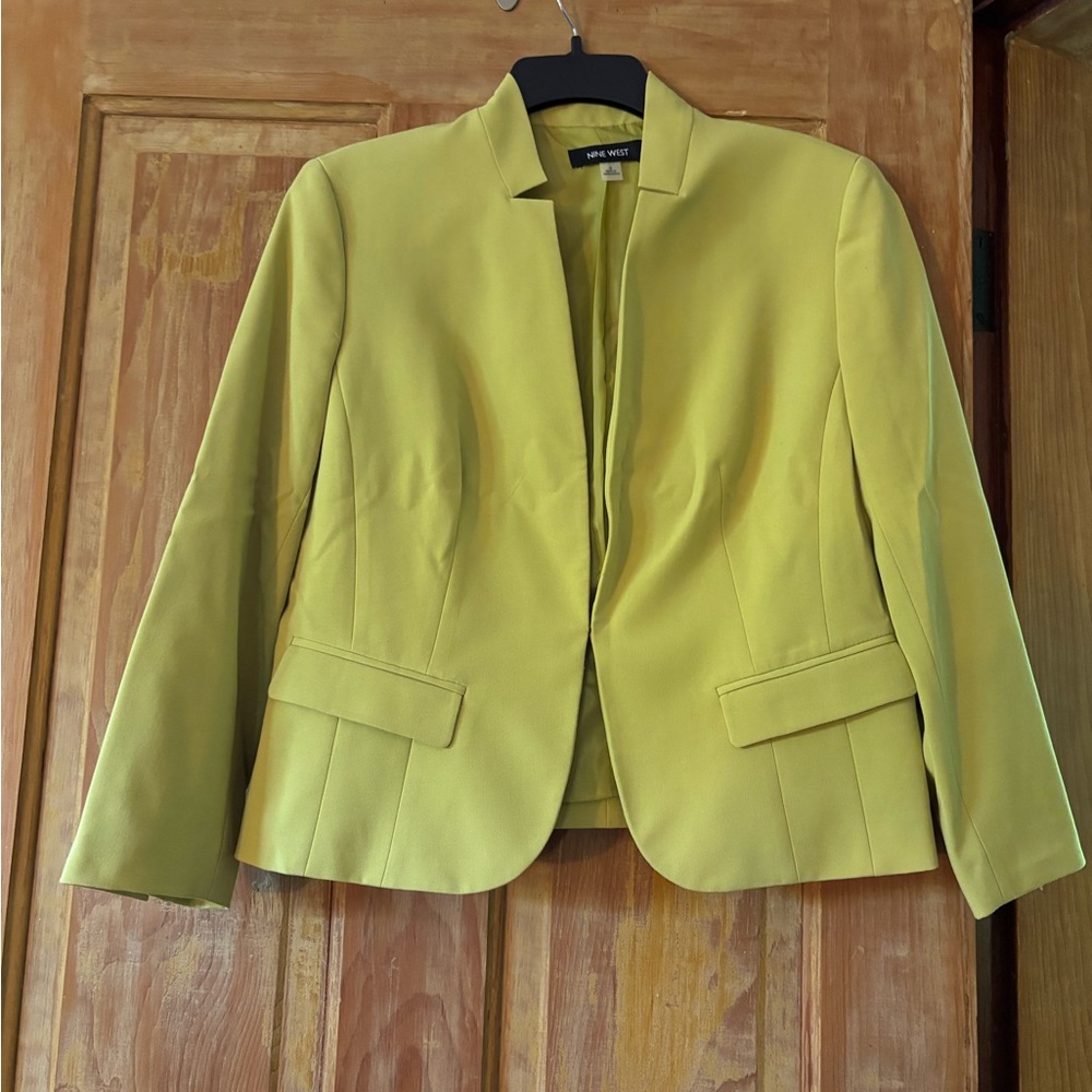 Nine West Green Cropped Blazer Tailored Fit